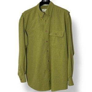 Orvis Long Sleeve Button Up Shirt Green Cotton/Poly Blend Sz L One Pocket